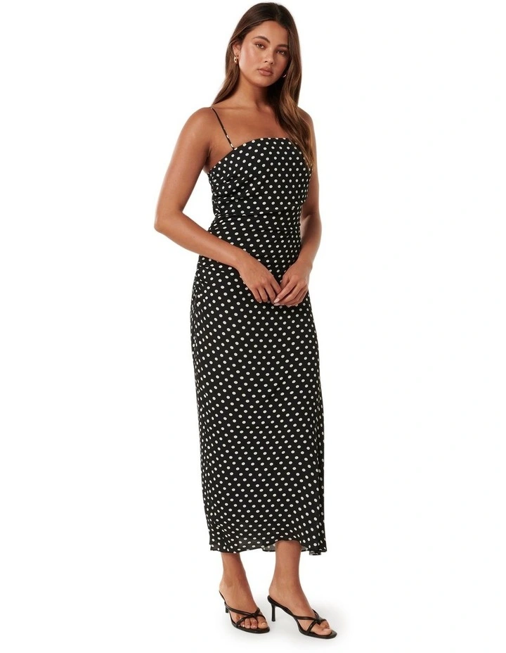 Maisy Ruched Side Midi Dress in Black image 3