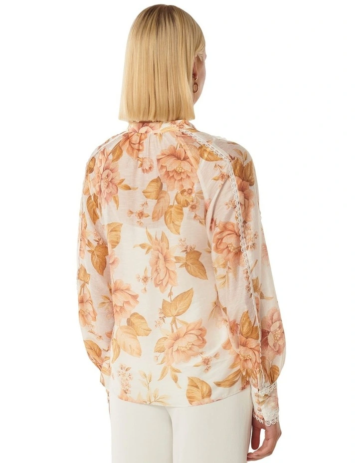 Forever New Tylar Trimmed Blouse In Multi MYER