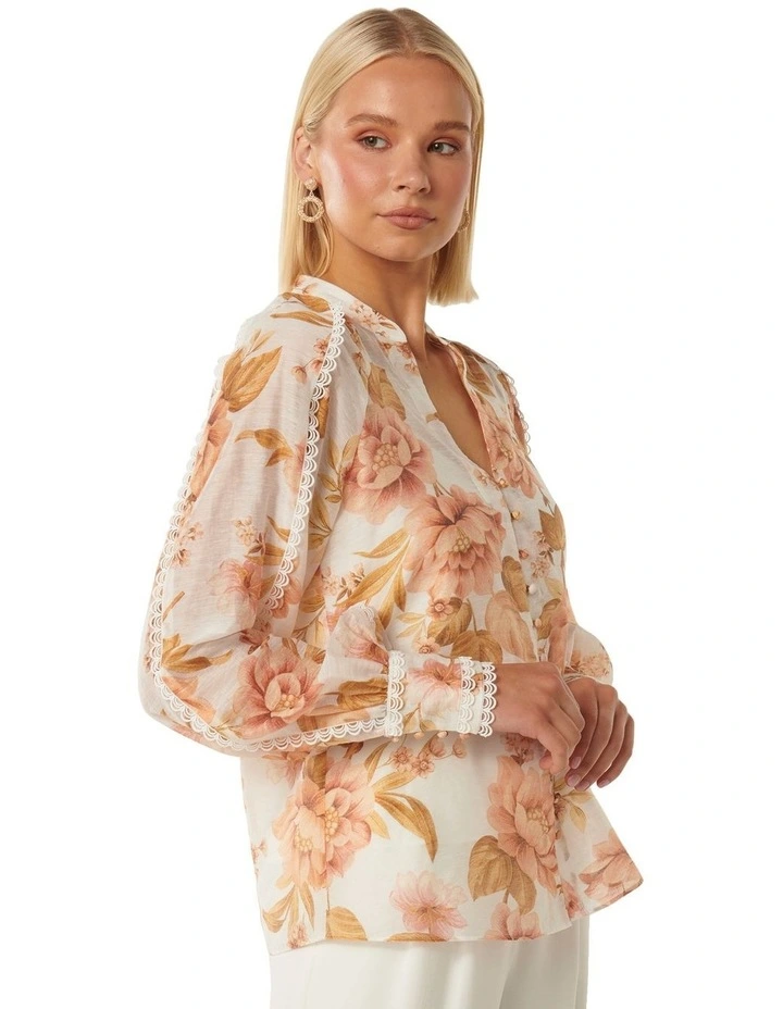 Forever New Tylar Trimmed Blouse In Multi MYER