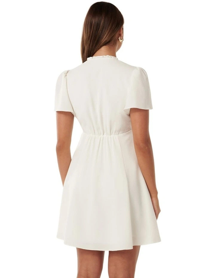 Kerrie Zip Detail Mini Dress in White image 2