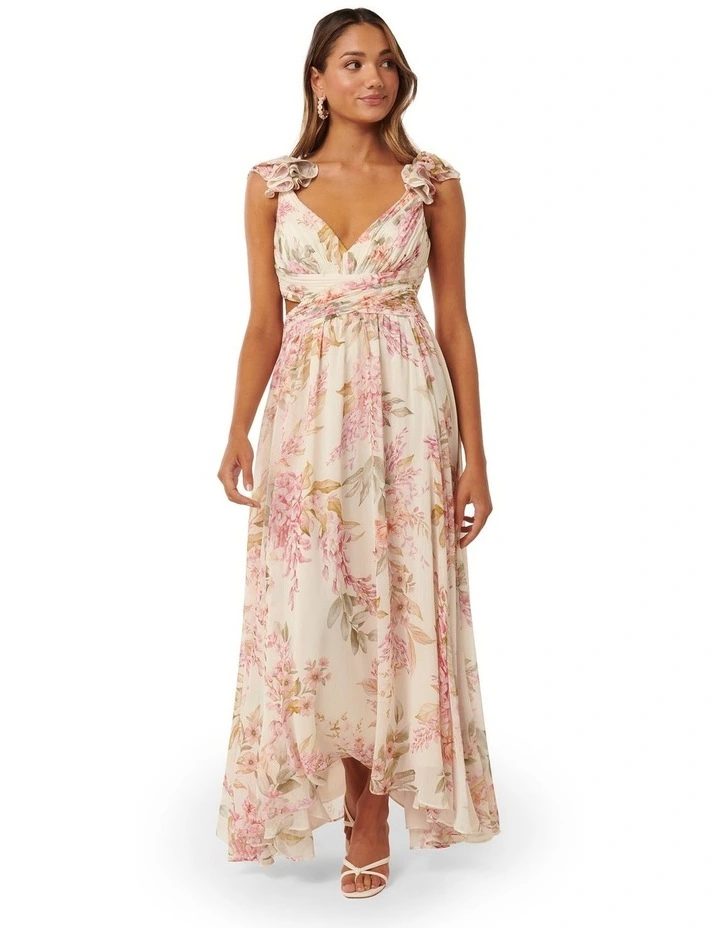 Selena Ruffle Maxi Dress in White image 1