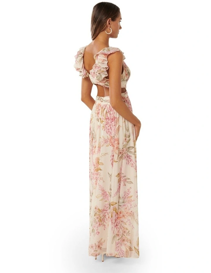 Selena Ruffle Maxi Dress in White image 2