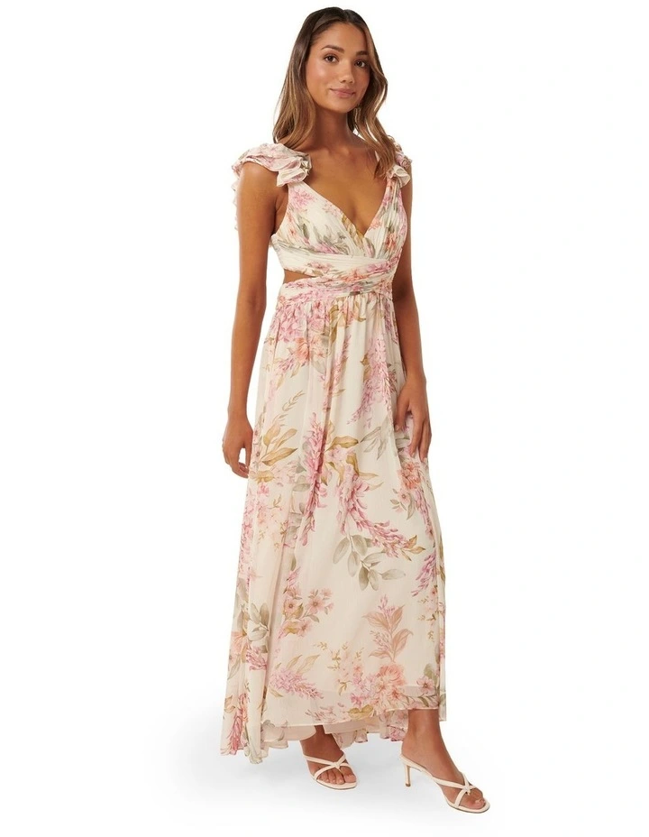 Selena Ruffle Maxi Dress in White image 3