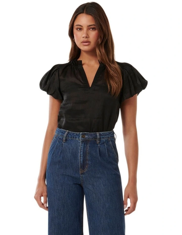 Haley Sage Puff Sleeve Top main image 1