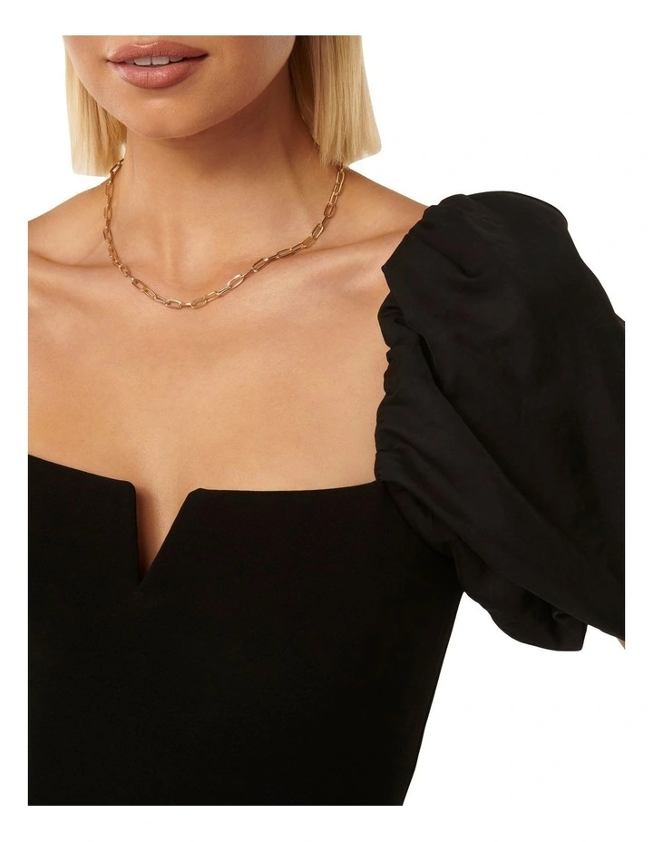Dani Crepe Body Balloon Sleeve Top in Black image 4