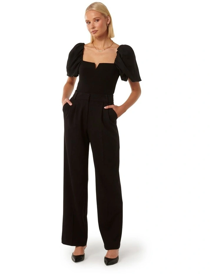 Dani Crepe Body Balloon Sleeve Top in Black image 5