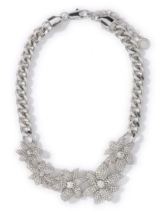 Signature Flo Flower Crystal Necklace in Silver