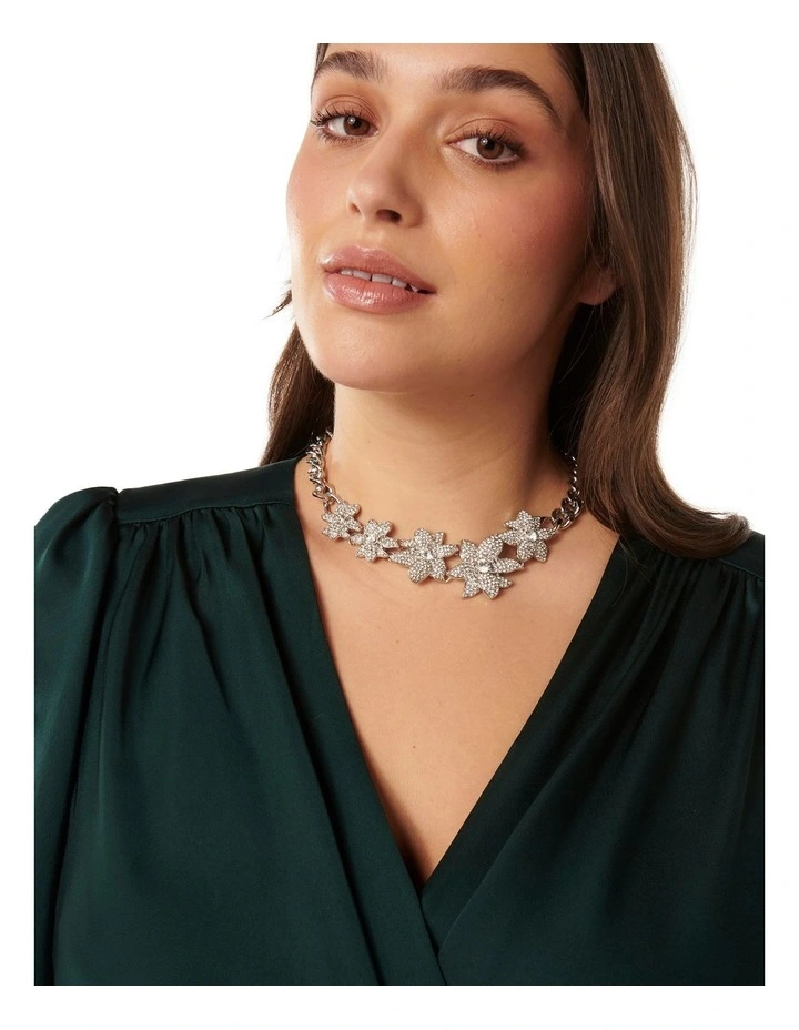 Signature Flo Flower Crystal Necklace in Silver image 2
