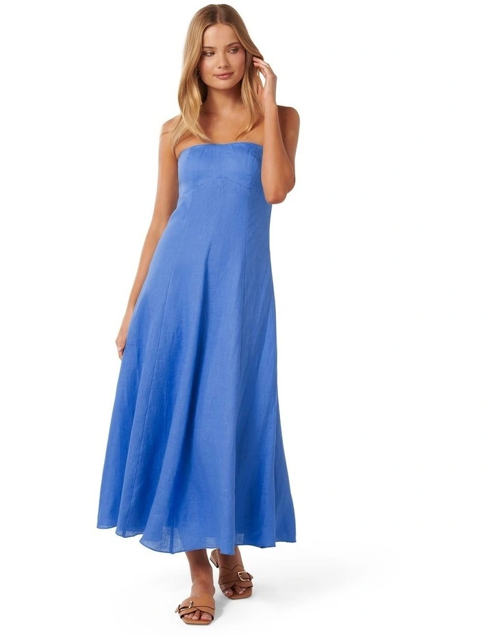 Kimberly Strapless Midi Dress in Blue image 1