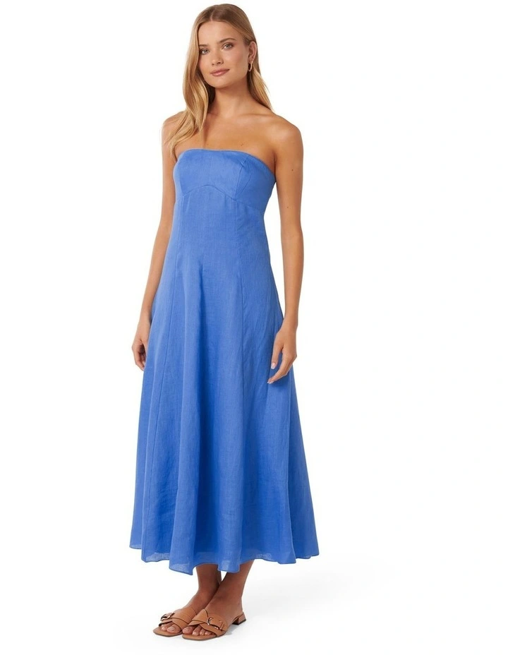 Kimberly Strapless Midi Dress in Blue image 3