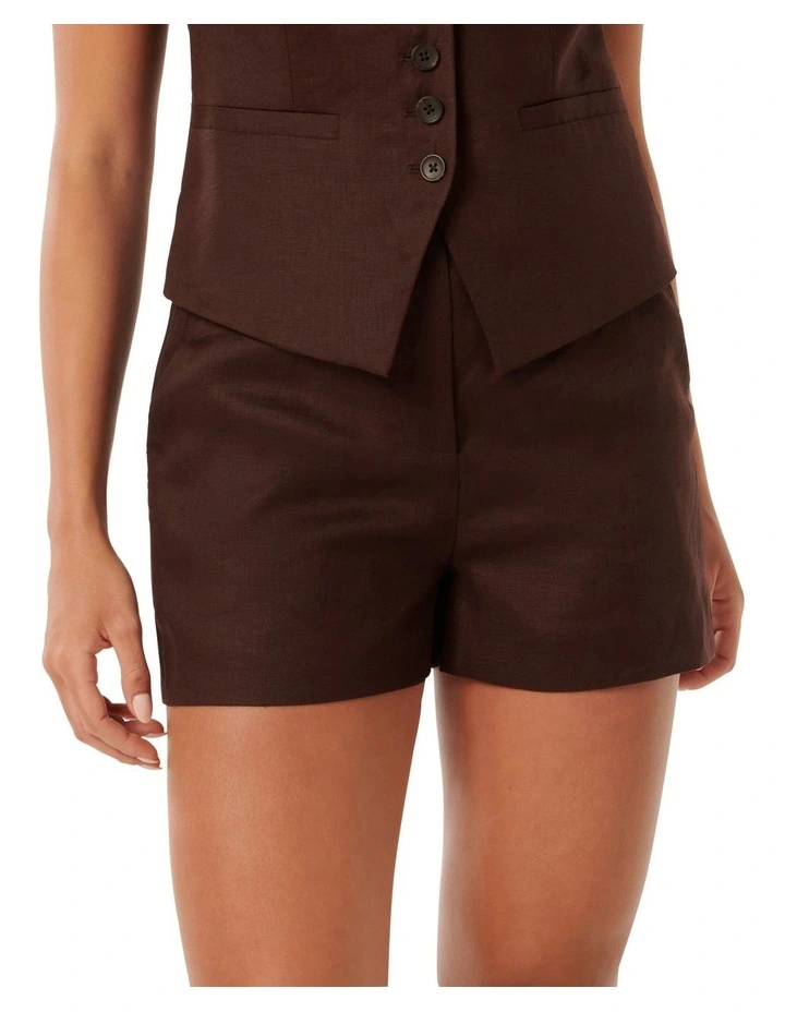 Lottie Linen Shorts in Brown image 4