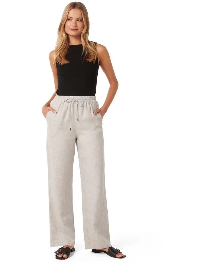 Lori Linen Wide Leg Pants in Grey image 5