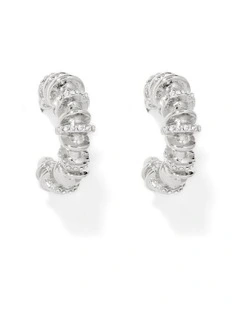 Signature Sakura Stone Swirl Hoop Earrings in Sliver