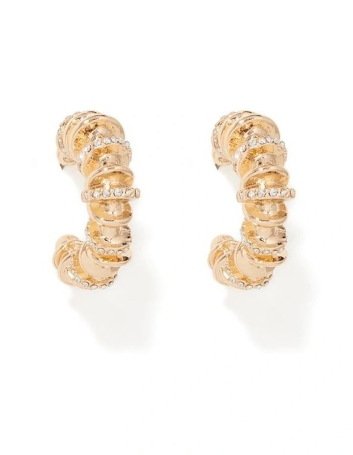 Signature Sakura Stone Swirl Hoop Earrings in Gold image 1