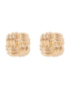 Signature Orchid Oversized Panel Stud Earrings in Gold