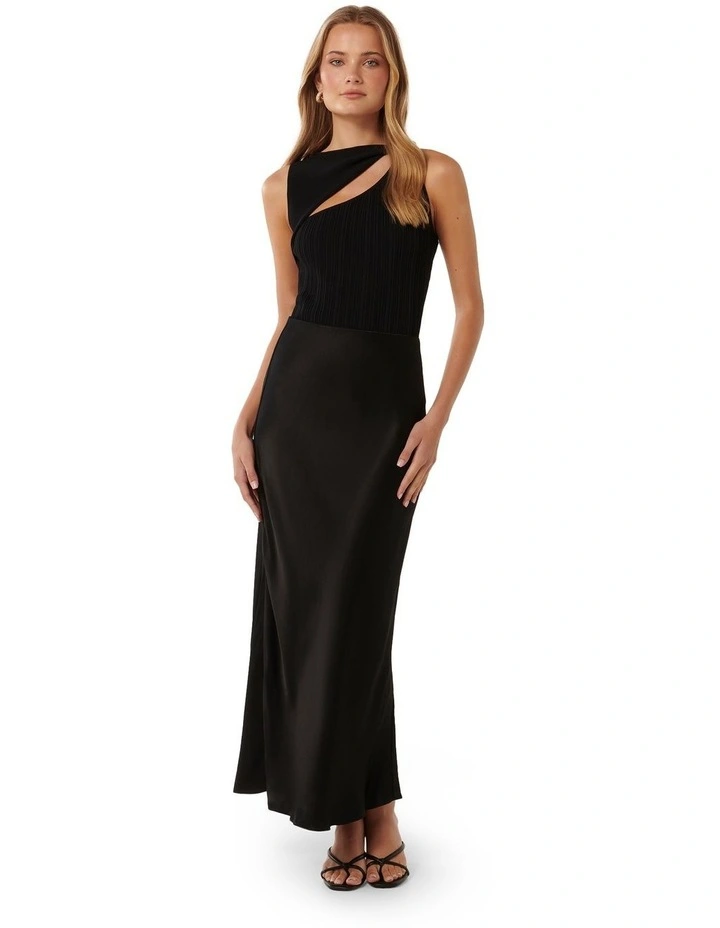 Prue Satin Bias Midaxi Skirt in Black image 5