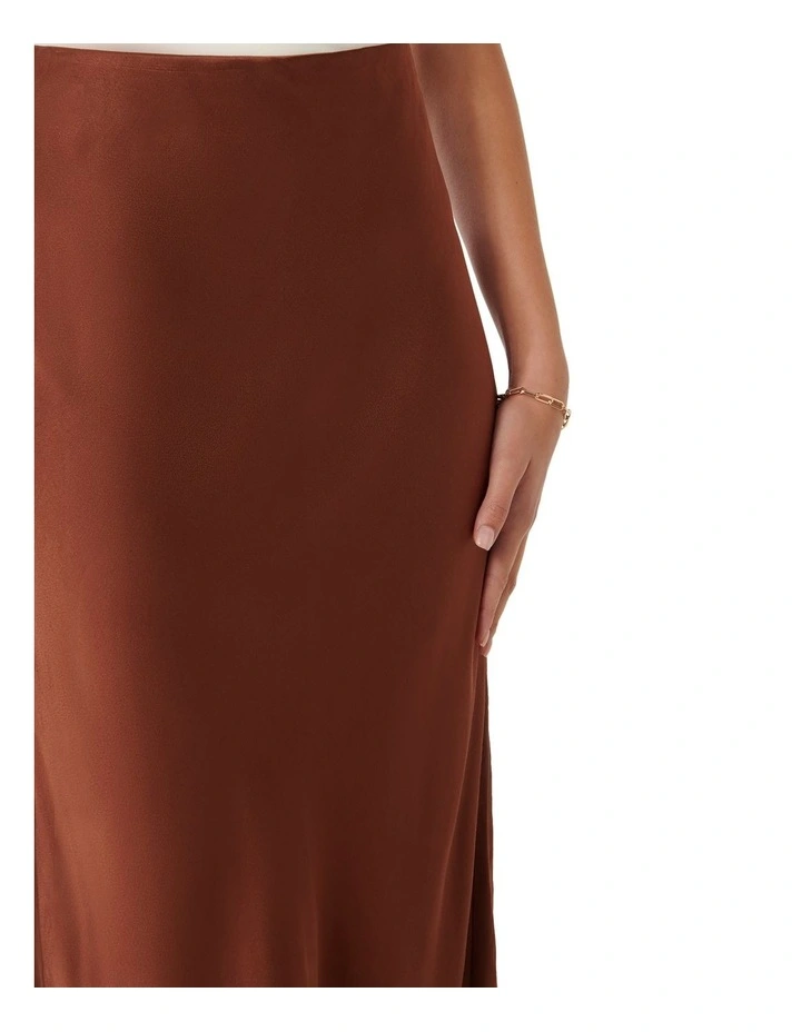 Prue Satin Bias Midaxi Skirt in Brown image 4