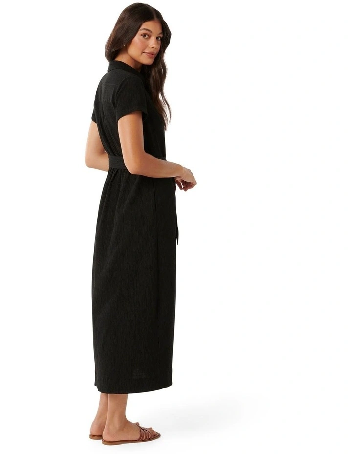 Briley Textured Shirt Dress in Black image 2