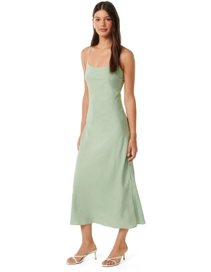 Valentina Strappy Slip Midi Dress in Green image 3