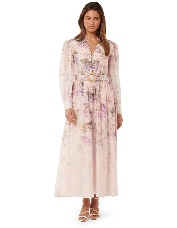 Peyton Trim Detail Midi Dress in Pink image 1