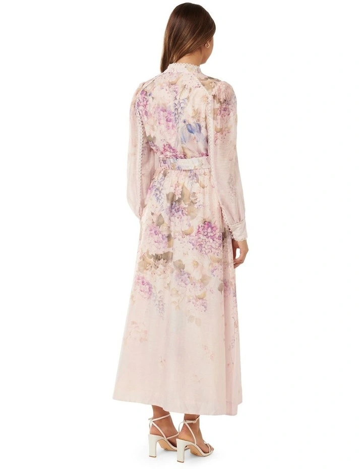 Peyton Trim Detail Midi Dress in Pink image 2