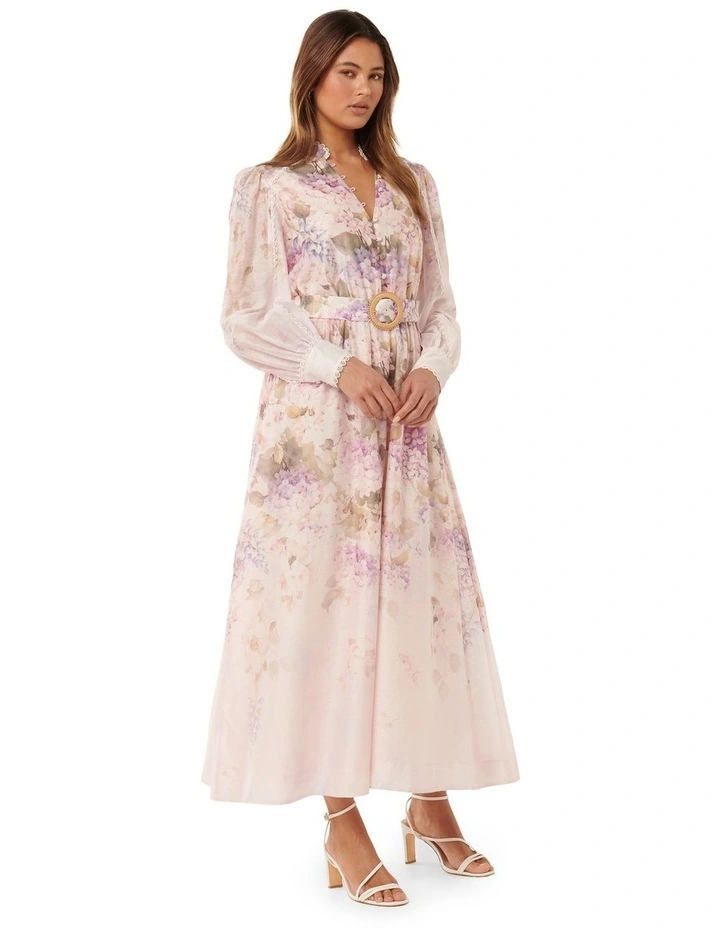 Peyton Trim Detail Midi Dress in Pink image 3
