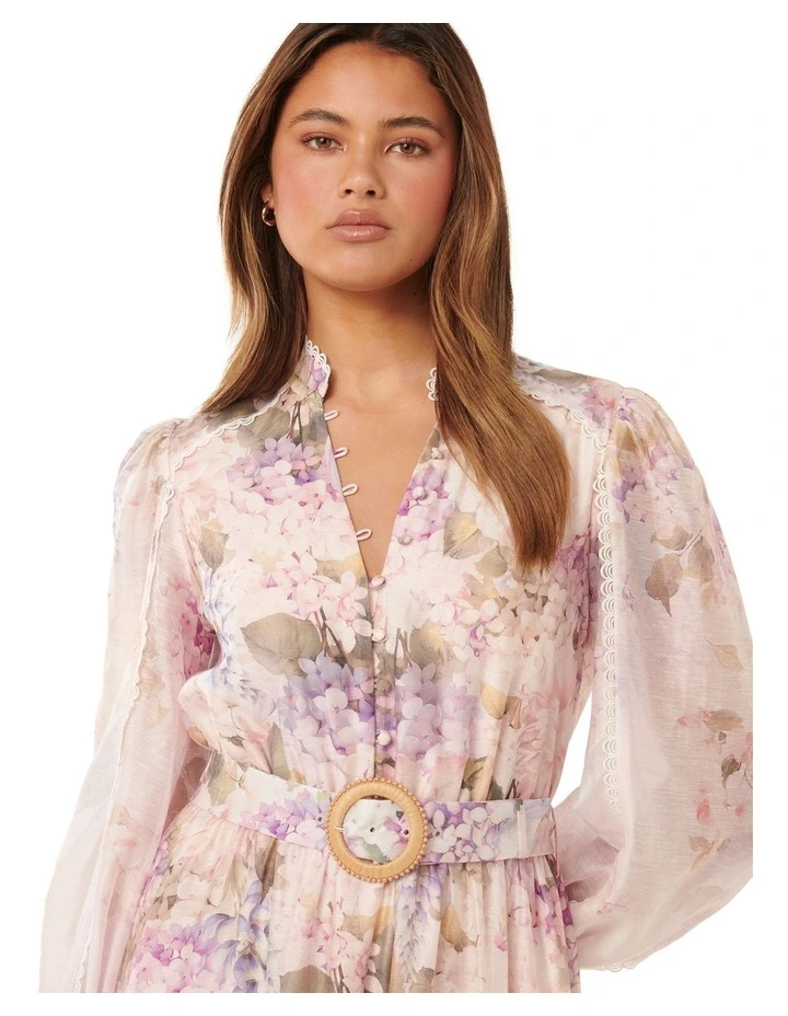 Peyton Trim Detail Midi Dress in Pink image 4