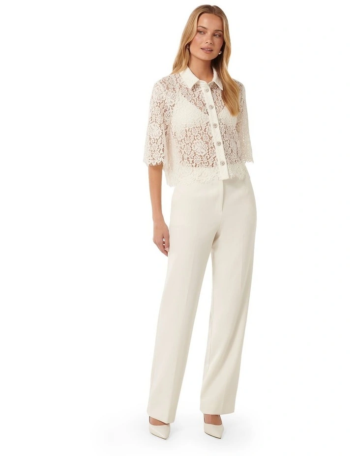 Ilah Lace Crop Shirt in White image 5