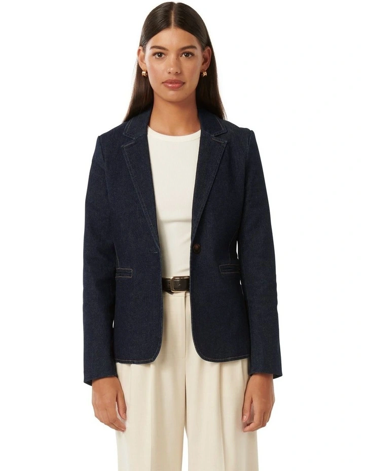 Florence Denim Blazer in Blue image 1