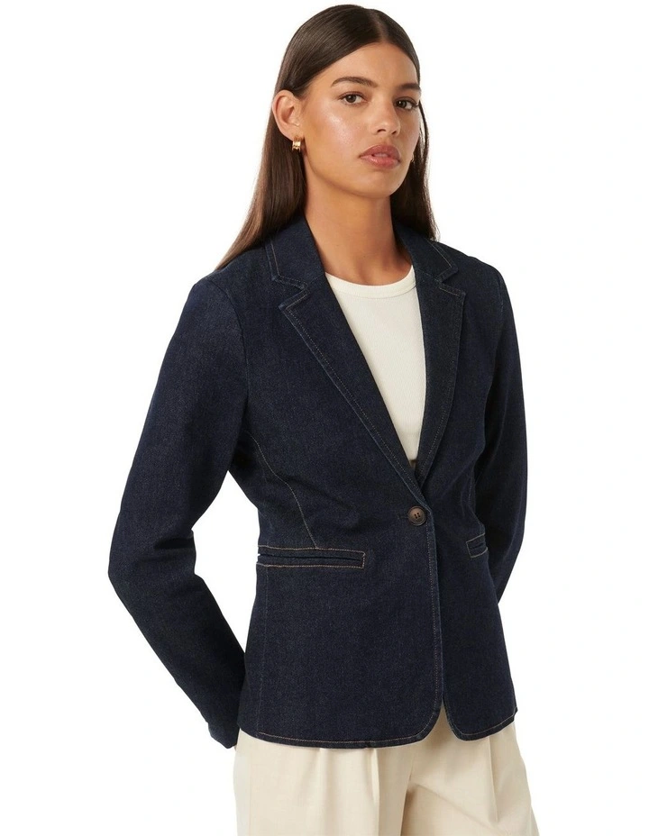 Florence Denim Blazer in Blue image 3