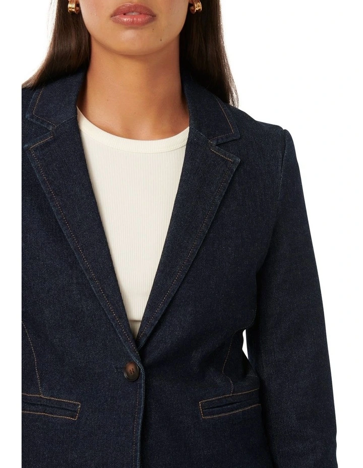 Florence Denim Blazer in Blue image 4