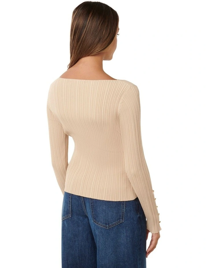 Elle Button Detail Jumper in Stone image 2