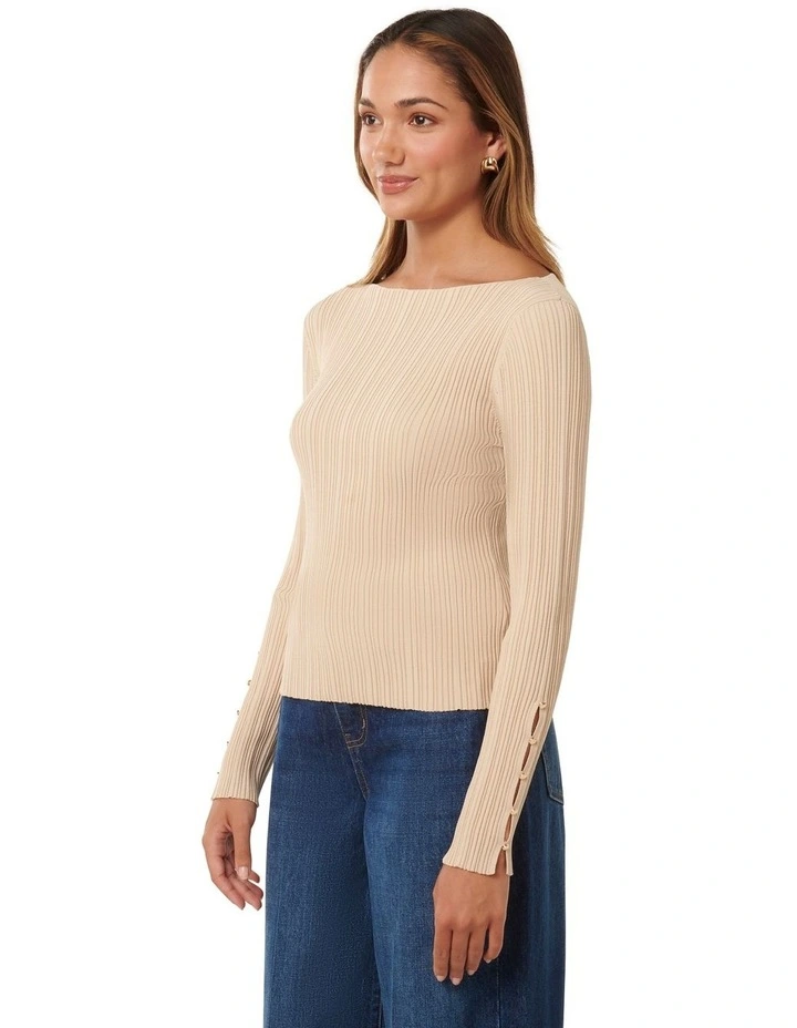 Elle Button Detail Jumper in Stone image 3