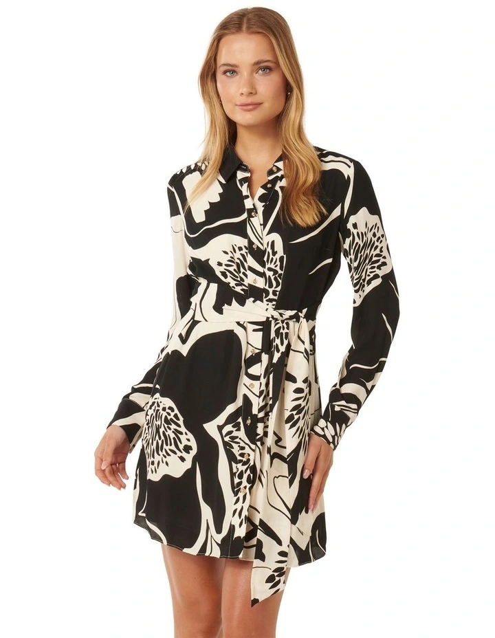 Sherri Mini Shirt Dress in Cream image 1