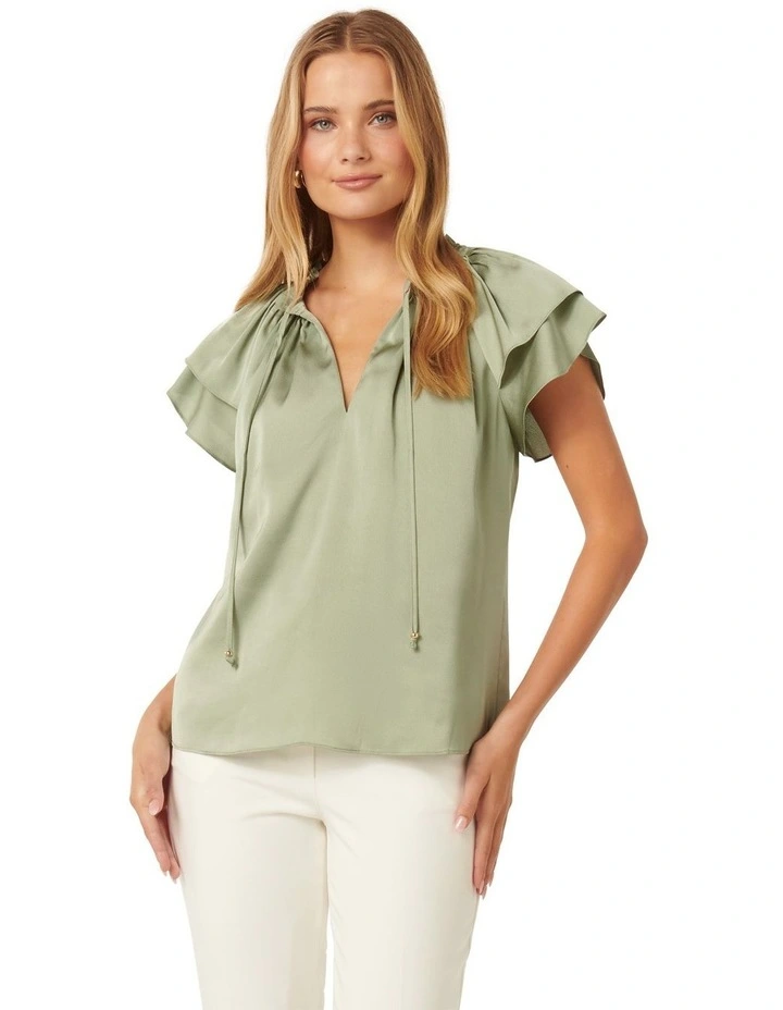 Marni Micropleat Blouse in Green image 1