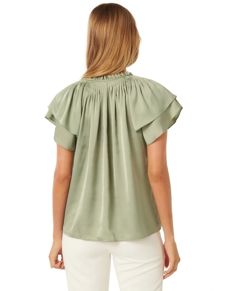 Marni Micropleat Blouse in Green image 2