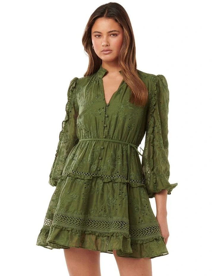 forever new green lace dress Portia Lace Skater Mini Dress Green main image 0