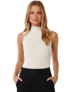 Lexi Self Knit Stripe Tank in White