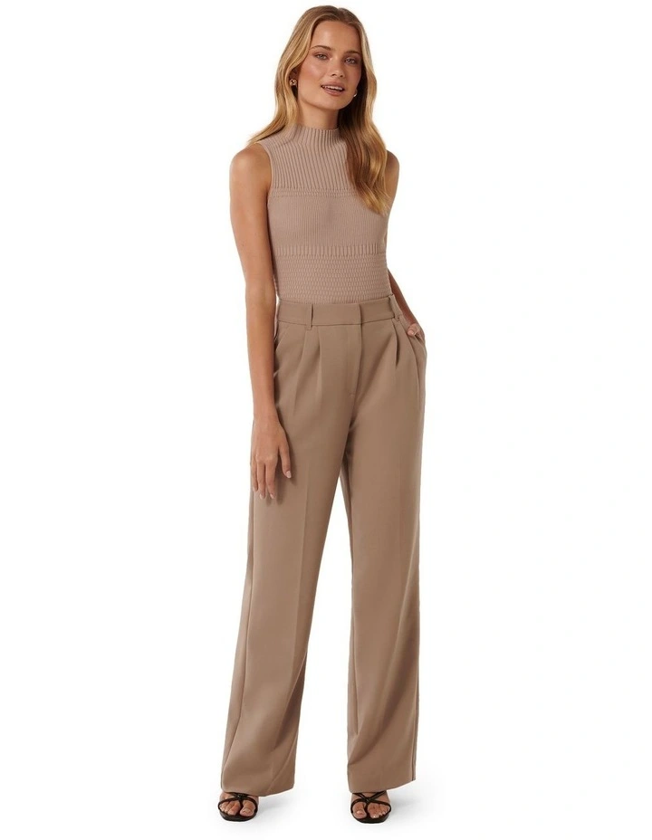 Lexi Self Knit Stripe Tank in Beige image 5