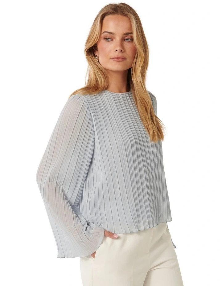 Paxton Pleated Shell Top in Blue image 3