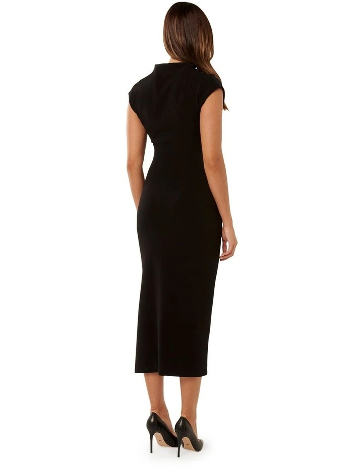 Samantha Cowl Neck Midi Dress in Black image 2