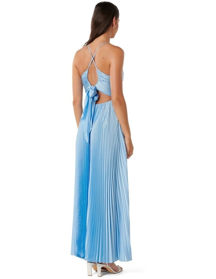 Geri Tie Back Pleated Maxi in Blue image 2