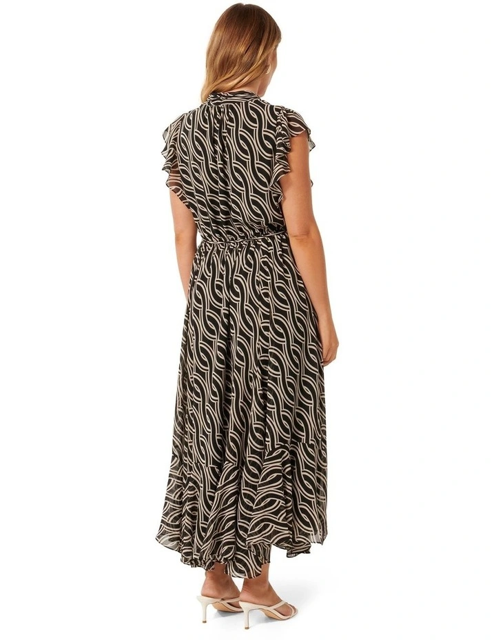 Maxine Ruffle Sleeve Midi Dress in Black image 2