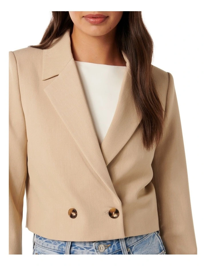 Pippa Two Button Crop Blazer in Beige image 4