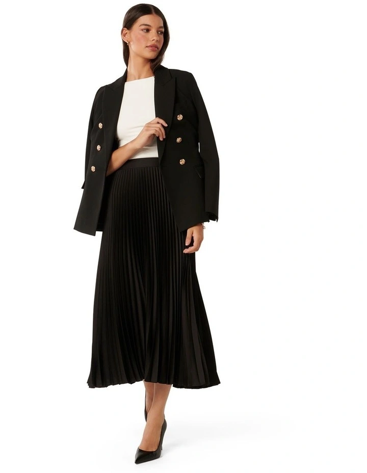 Estelle Satin Pleated Maxi Skirt in Black image 5