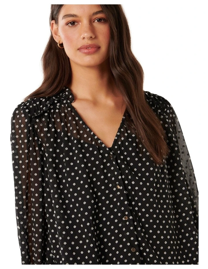 Tiarna Ruffle Trim Blouse in Navy image 4