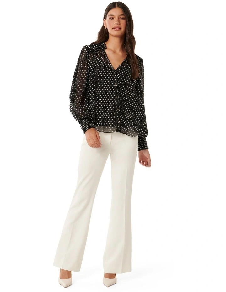 Tiarna Ruffle Trim Blouse in Navy image 5