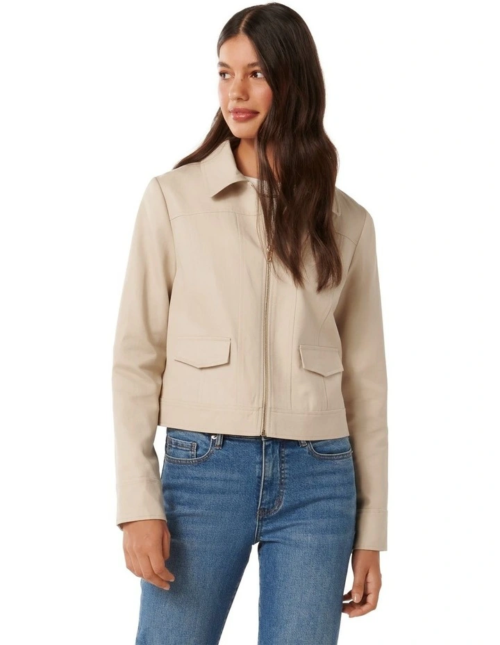 Teresa Zip Through Jacket in Beige image 1