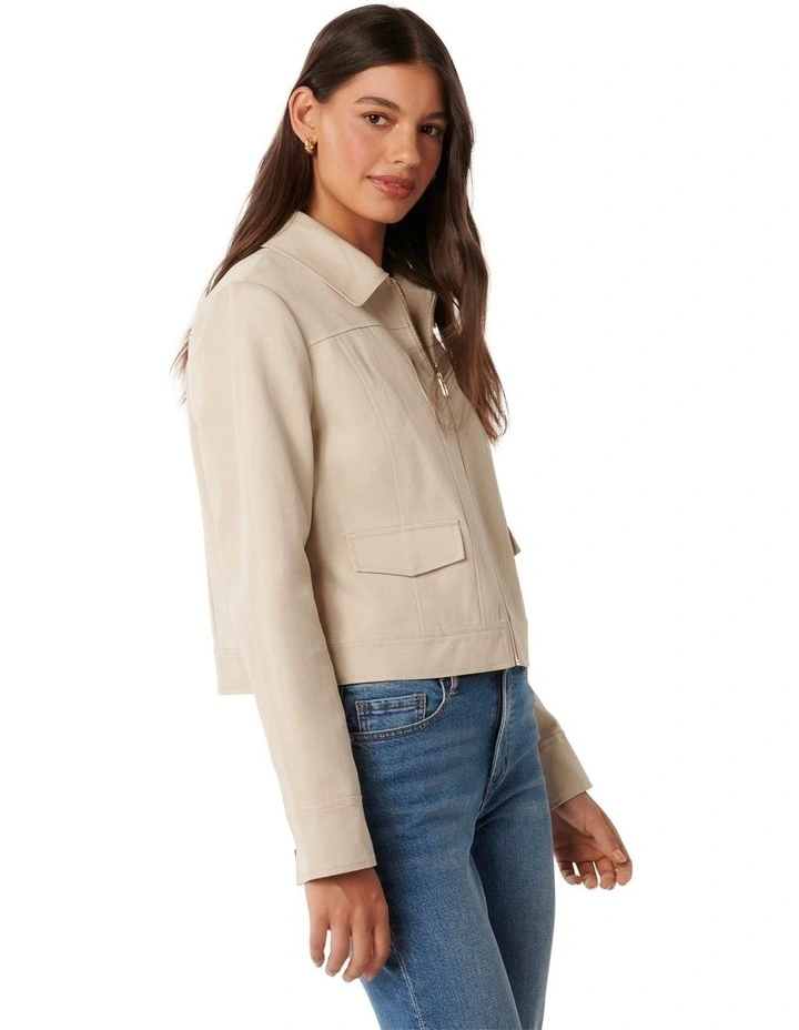 Teresa Zip Through Jacket in Beige image 3