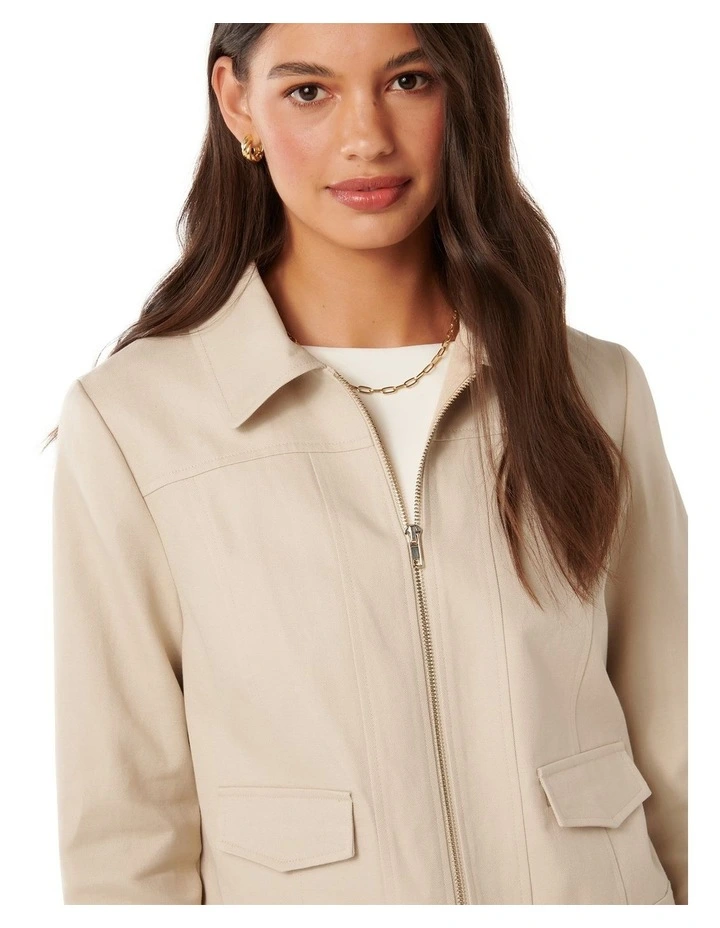 Teresa Zip Through Jacket in Beige image 4